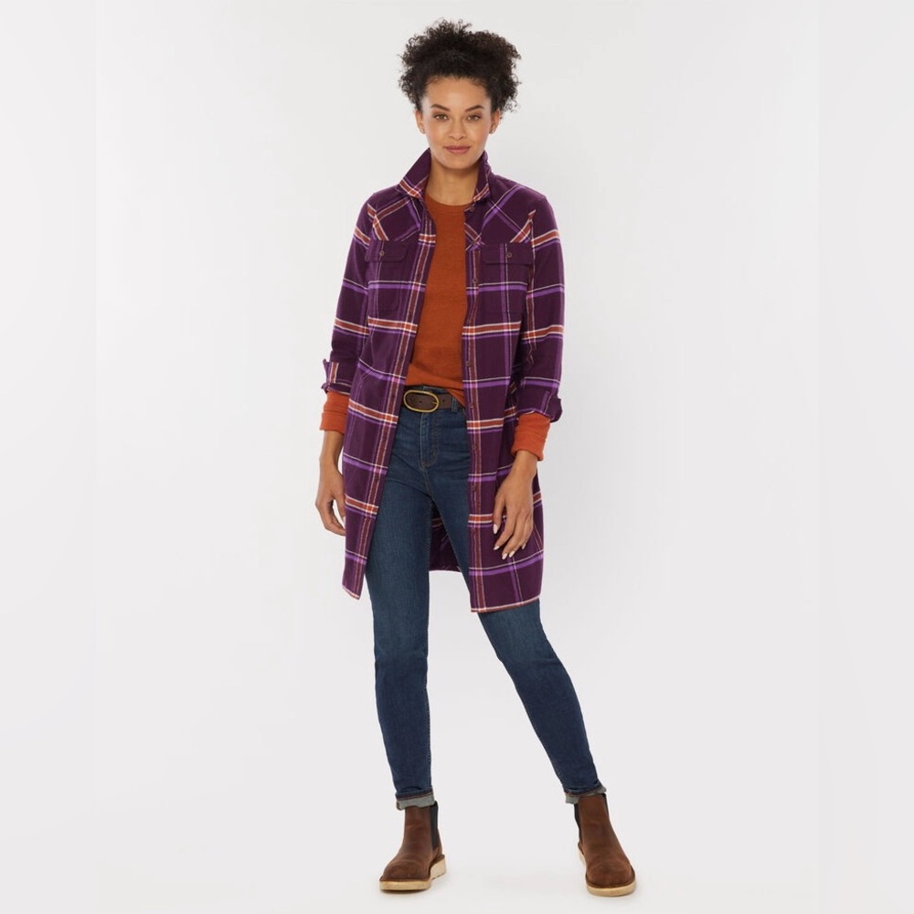 Duluth Trading Co Purple Folklore Flannel Duster S